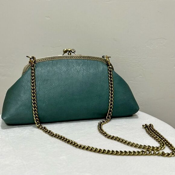 Handsewn Genuine Premium Leather Double Kiss-lock Clutch/Shoulder Bag/Crossbody - Picture 6 of 16